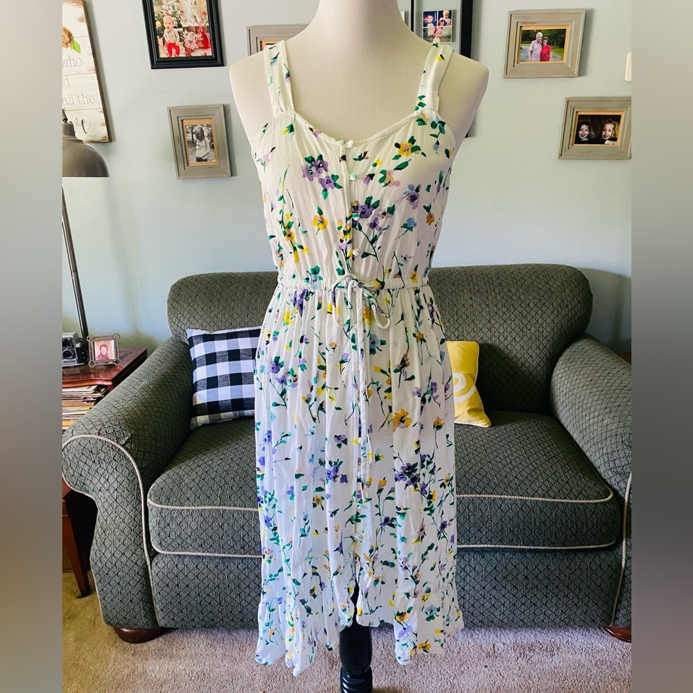 Loft high-low floral spring dress.